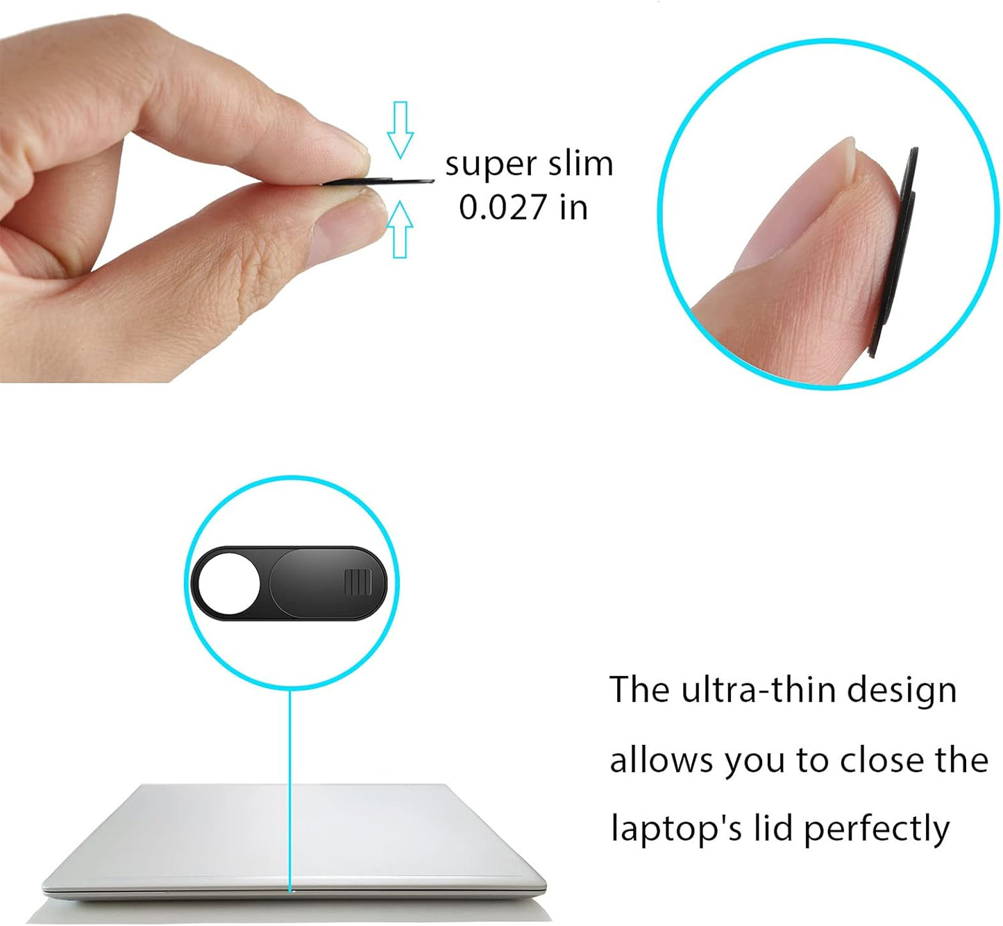 Laptop Camera Cover Slide, Phone Camera Cover Slide, 6 Pack Ultra-thin Webcam Cover Slide for Laptop, Desktop, PC, Tablet, Smartphone, Protect Your Privacy and Security (Black)