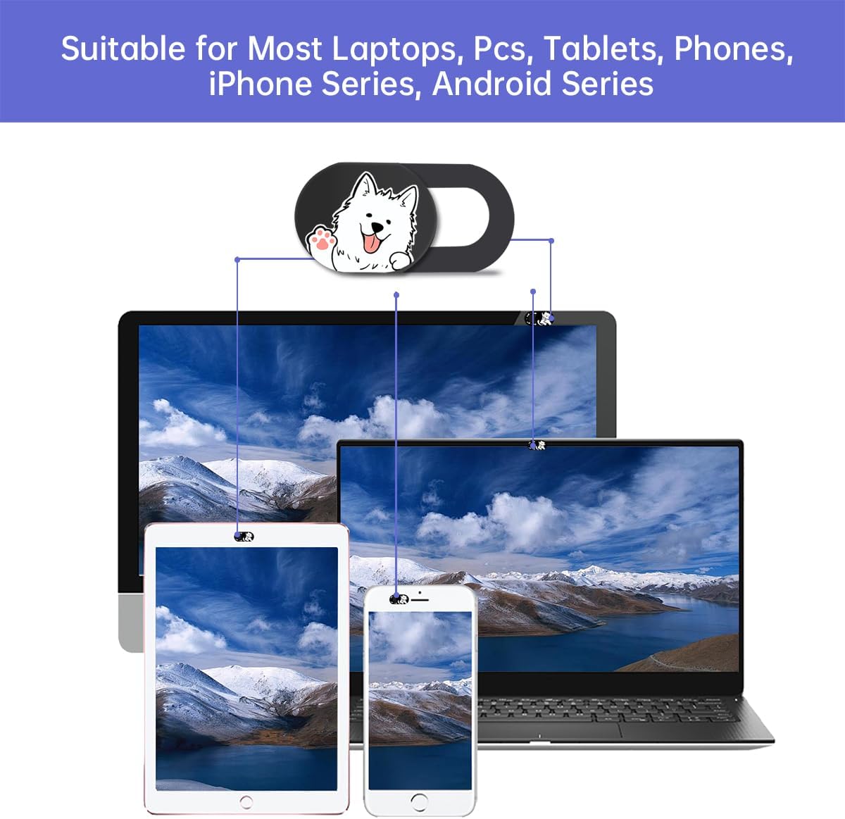 Three-piece laptop camera slide cover - Cute camera cover - Laptop camera cover, computer camera blocker, iPad accessories