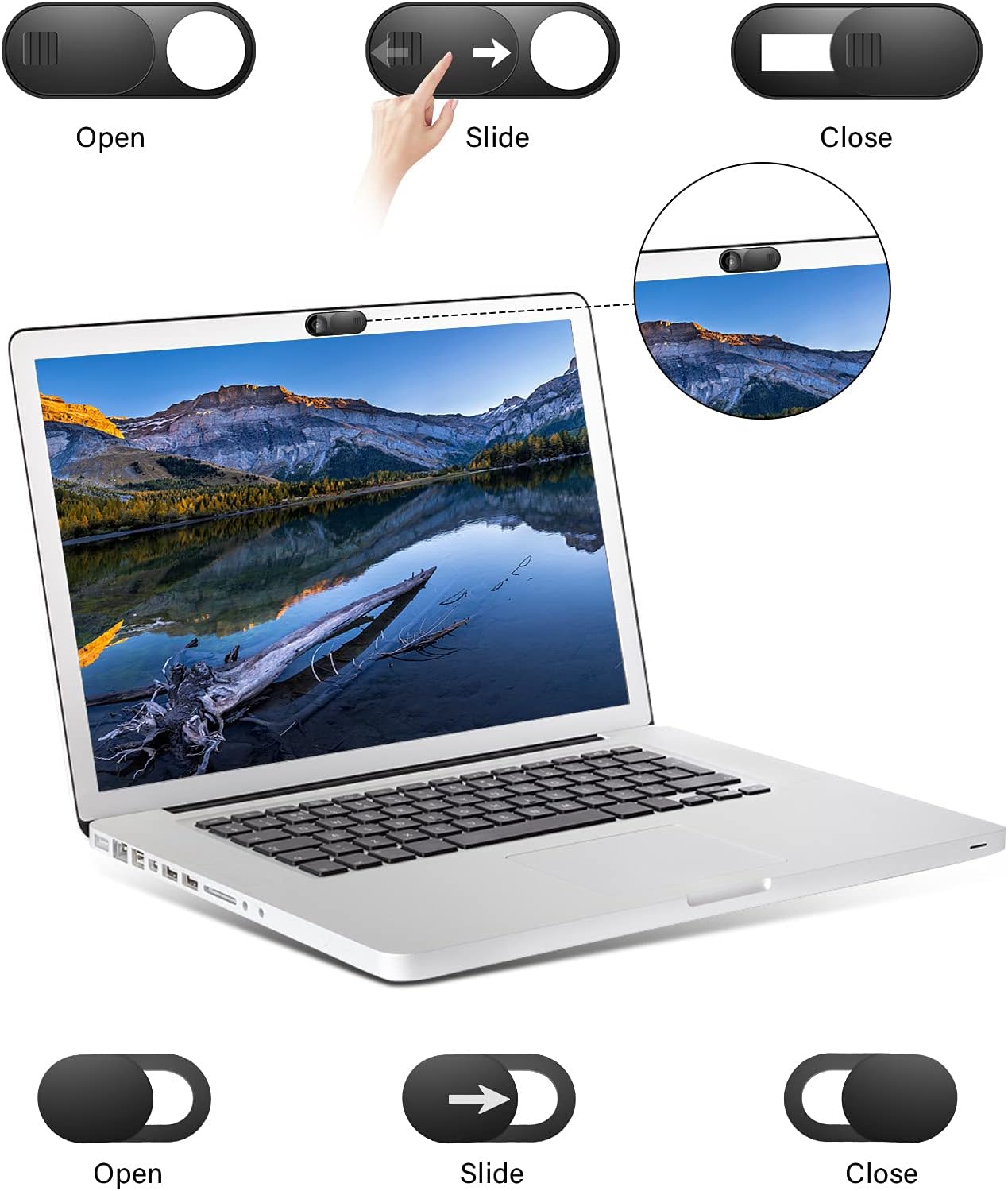 Laptop Camera Cover Slide, Phone Camera Cover Slide, 6 Pack Ultra-thin Webcam Cover Slide for Laptop, Desktop, PC, Tablet, Smartphone, Protect Your Privacy and Security (Black)