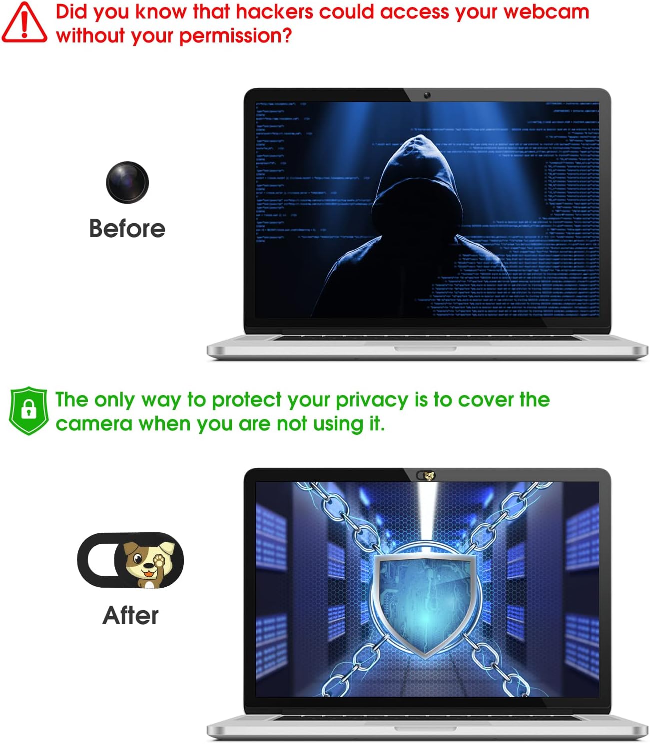 Laptop Webcam Cover Slide Cute - 6 pcs, Webcam Cover Slide for iPad, Laptop and More, Cute Pattern Webcam Privacy Cover, Protect Your Privacy (Dog)