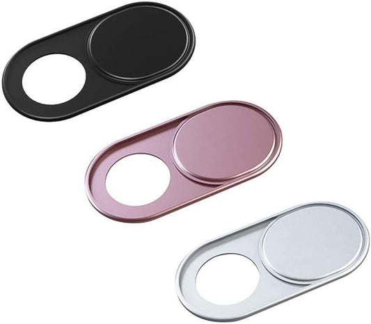 Webcam Cover Slide, 0.027 Inch Ultra-Thin Metal Camera Cover, Protect Your Visual Privacy (Black/Pink/Silver-3 Pack)