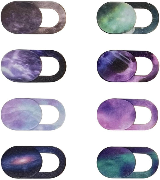 Camera Cover Slide 8 Pack, Webcam Cover Ultra-Thin Sticker Privacy Film for MacBook Pro, iMac, iPad Pro and More Laptops or Tablets, Colorful Space
