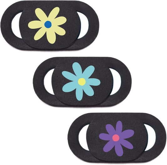 Laptop Camera Cover Sliding Webcam Cover Protect Privacy for Mini PC, PC, Tablet, Desktop, Smartphone - 3 Pack, Flower