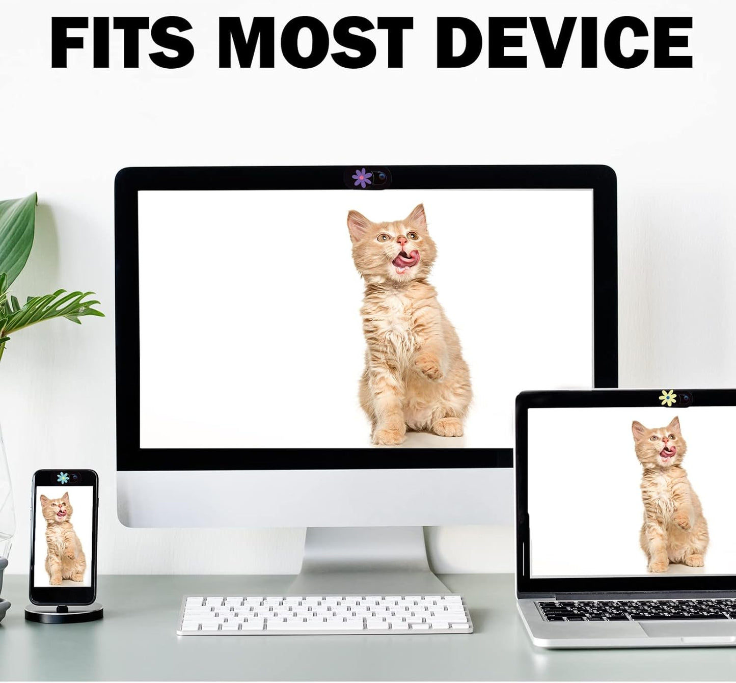 Laptop Camera Cover Sliding Webcam Cover Protect Privacy for Mini PC, PC, Tablet, Desktop, Smartphone - 3 Pack, Flower