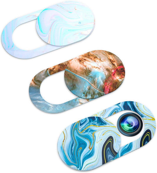 Webcam Cover, Laptop Webcam Cover Slide, Ultra-thin Webcam Blocker for Laptops Protect Your Privacy and Security (Marble Pattern 3 Pieces)